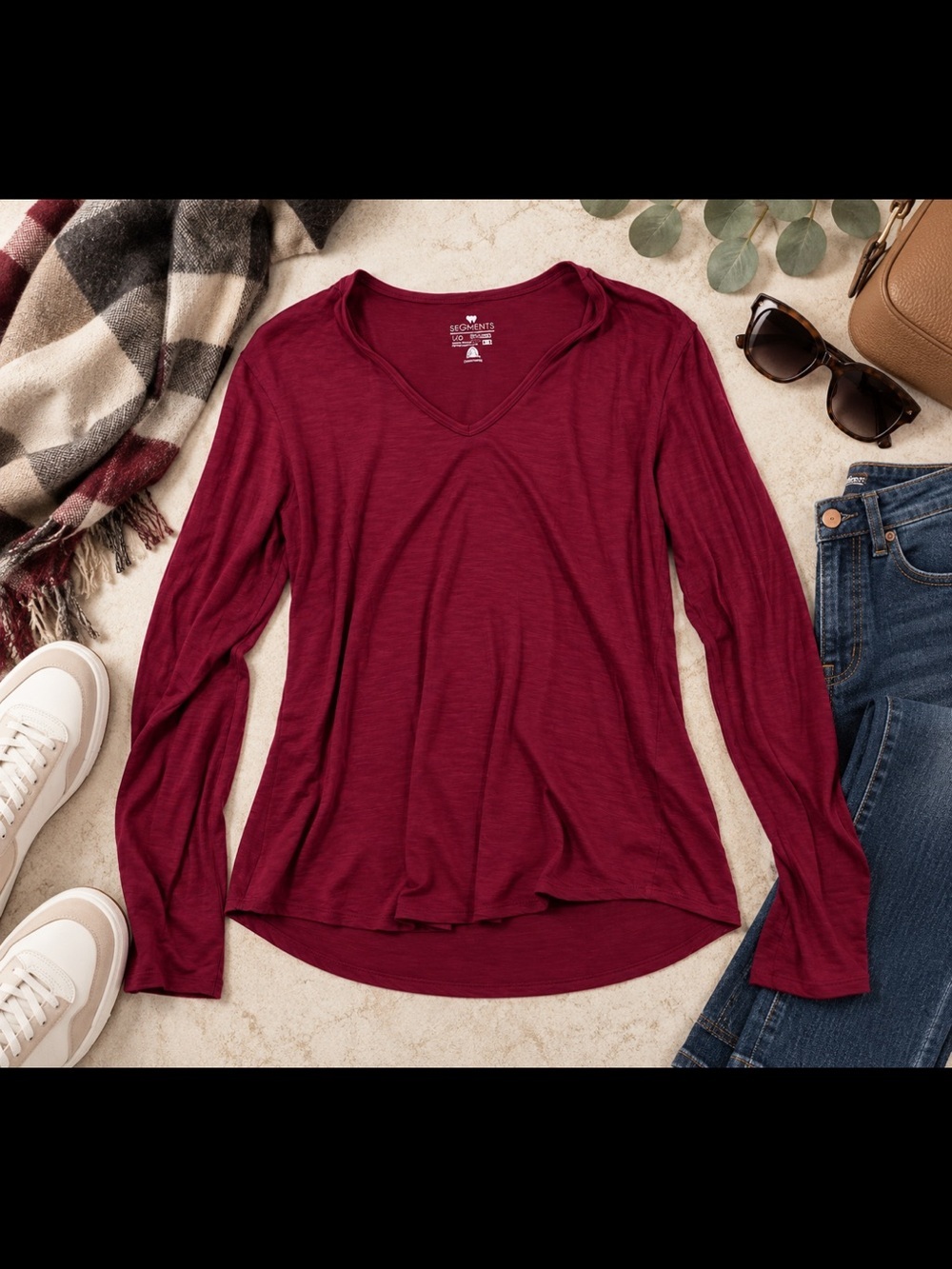 Segments Women's V-Neck Merino Camisole - Burgundy